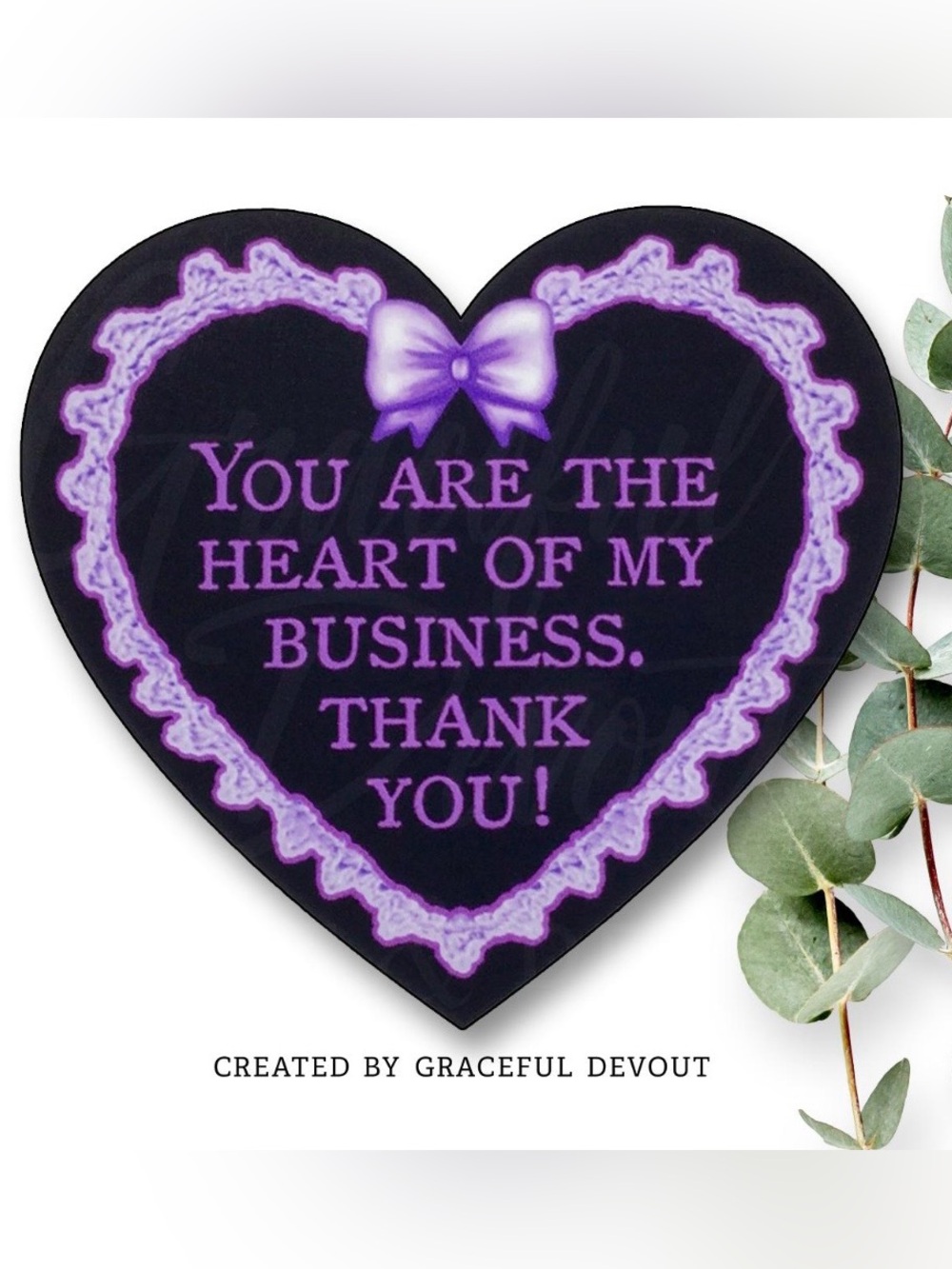 You Are The Heart Of My Business Thank You- 2" (PURPLE),(48ct.) Heart Stickers